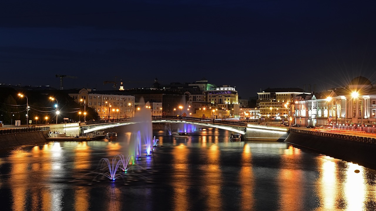 moscow night city night lights free photo