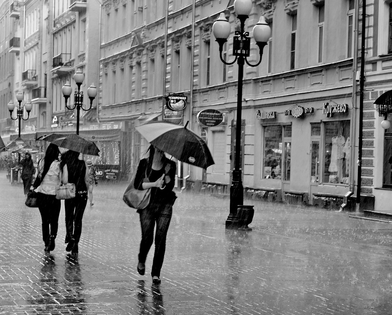moscow arbat street rain free photo