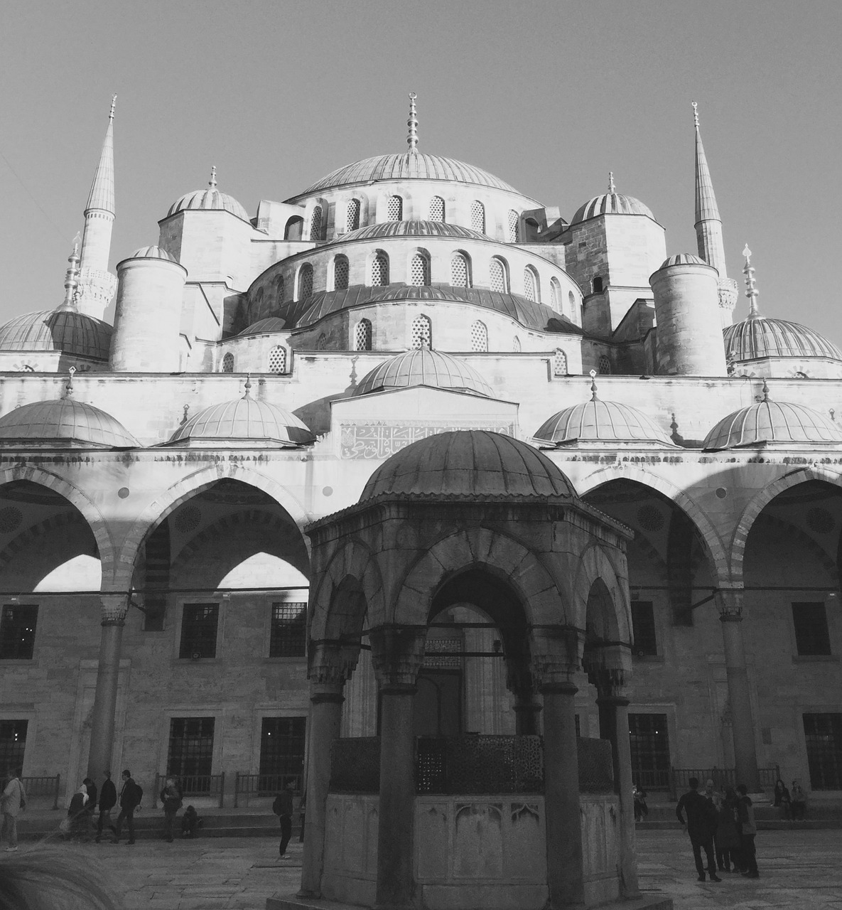 mosque building black and white free photo