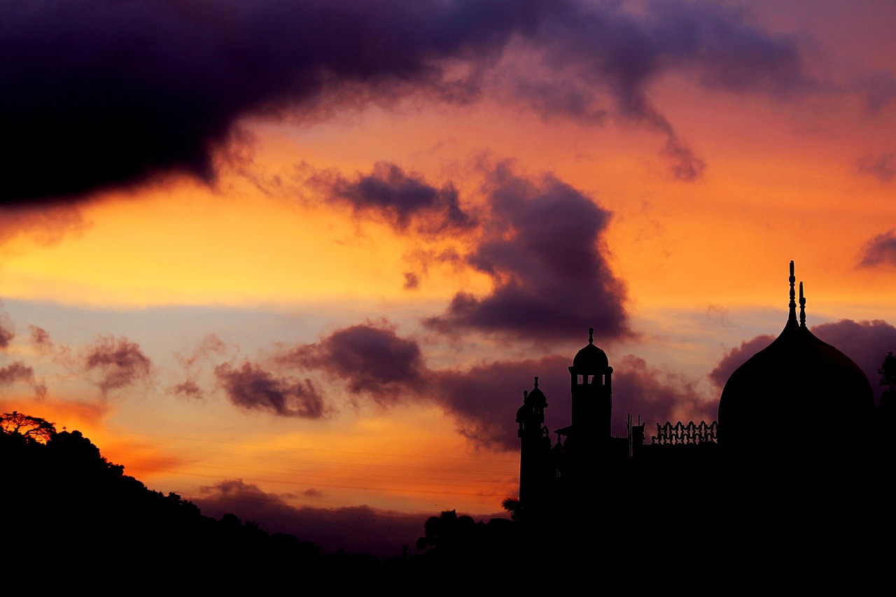 mosque sunset landscape free photo