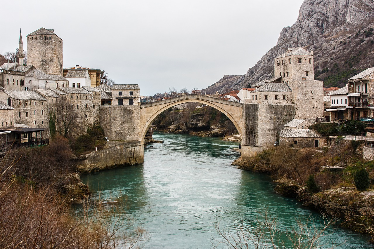 mostar bridge travel free photo