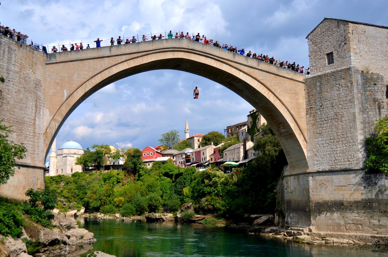 mostar old bridge bosnia and herzegovina free photo