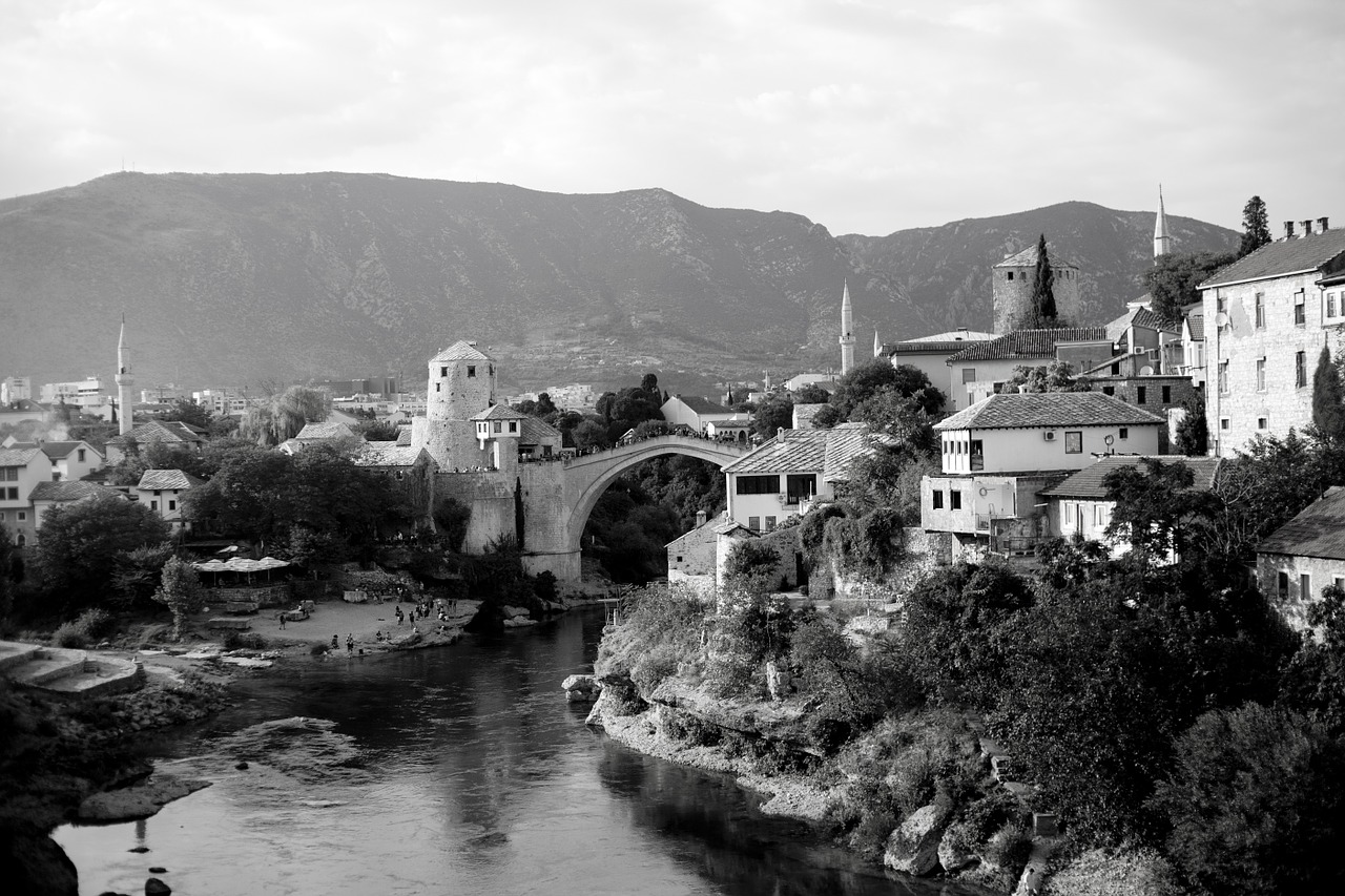 mostar montenegro black and white photo free photo