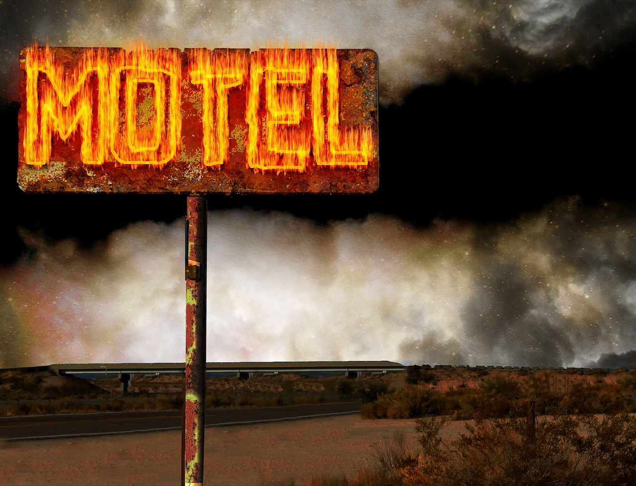 motel flames sign free photo