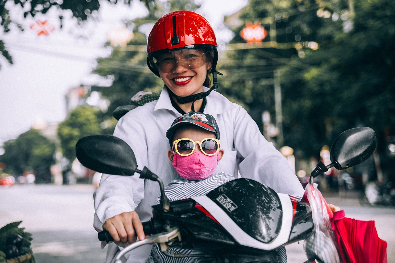 mother son riding free photo