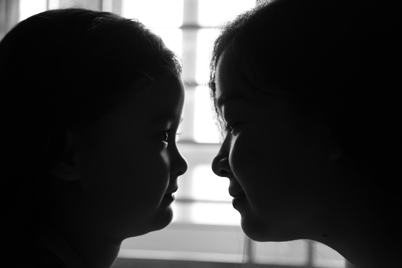 mother and daughter love mirror free photo