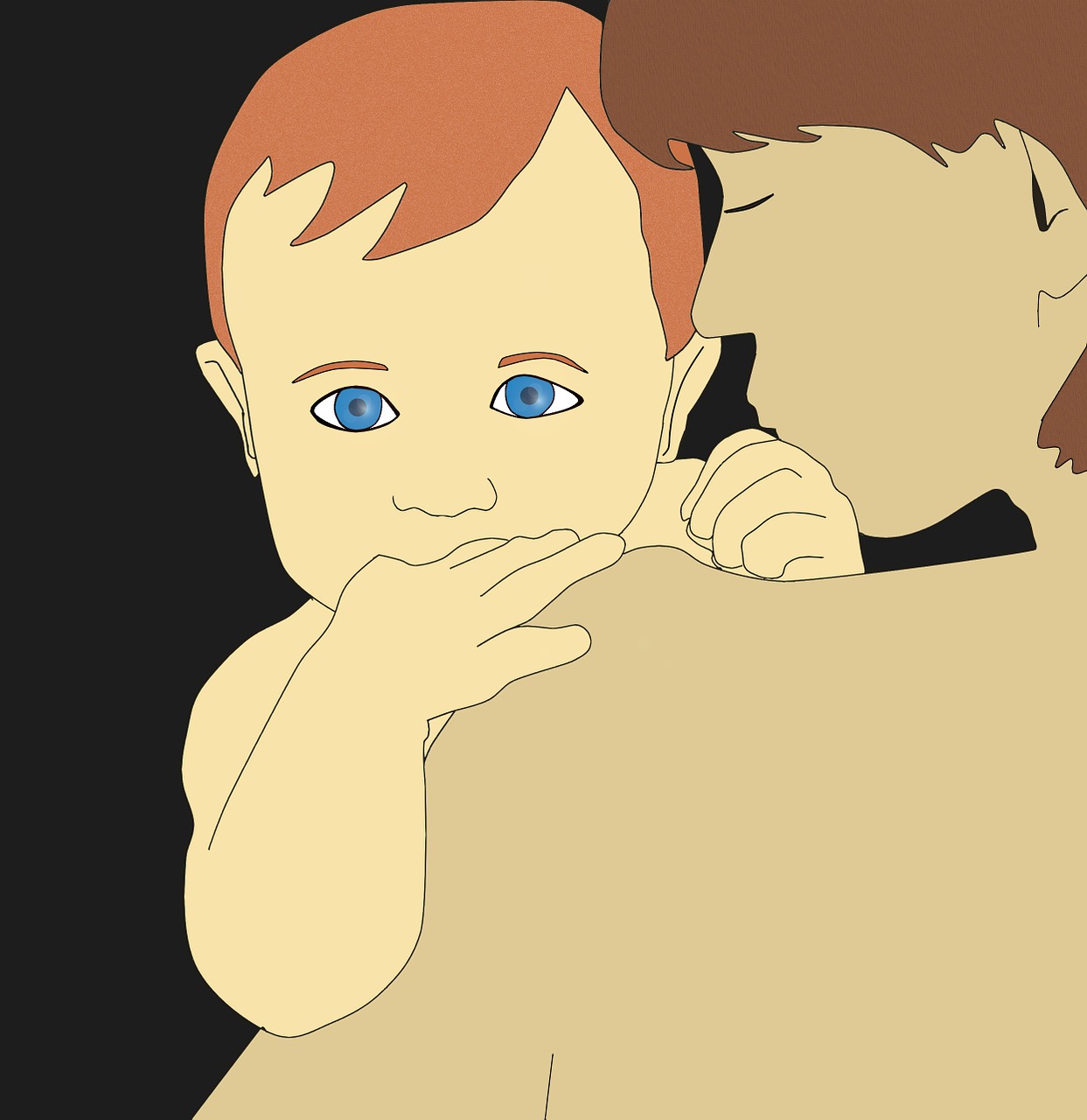 mother and son illustration blue eyes free photo