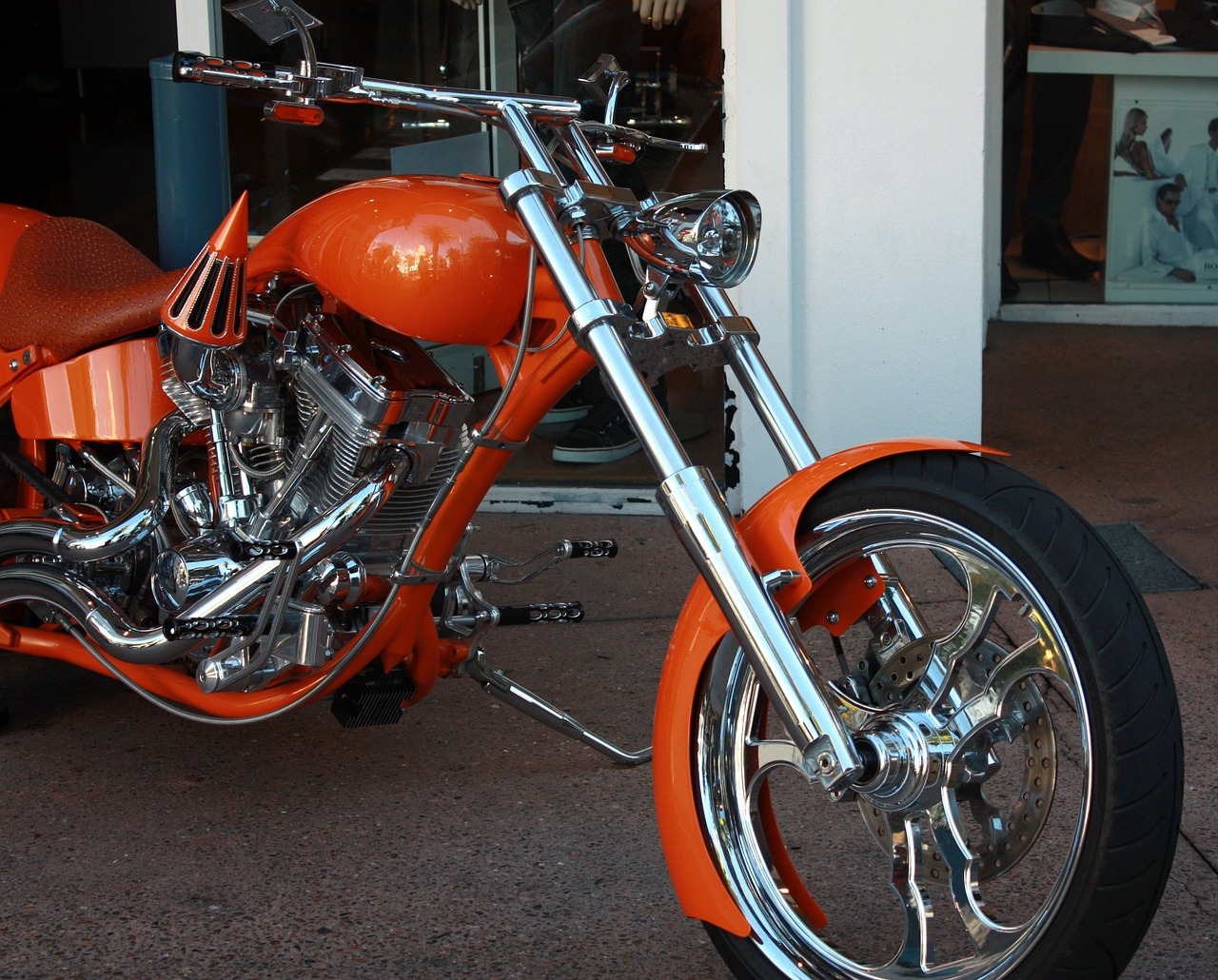 motorbike orange chromr free photo