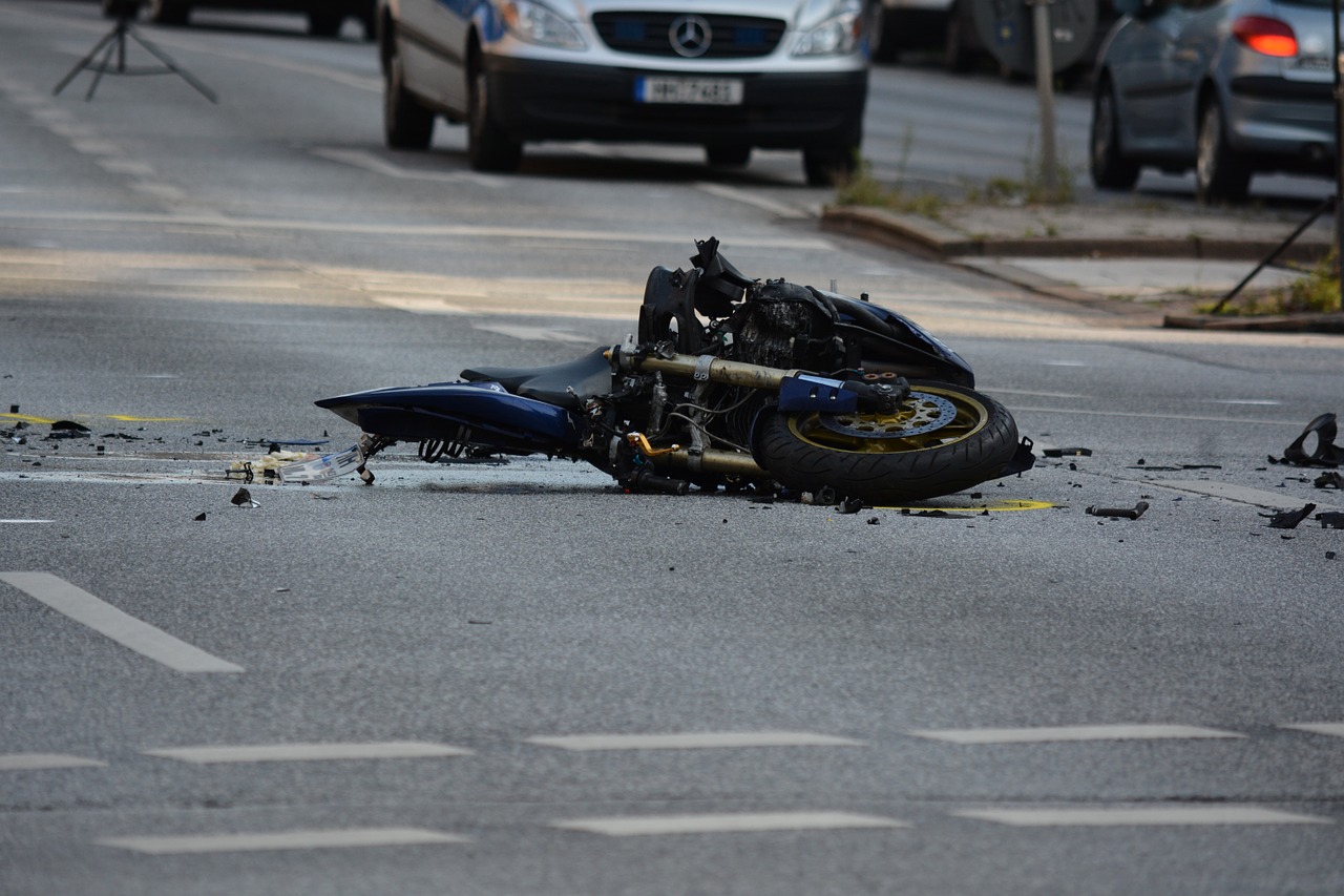 motorcycle accident road free photo