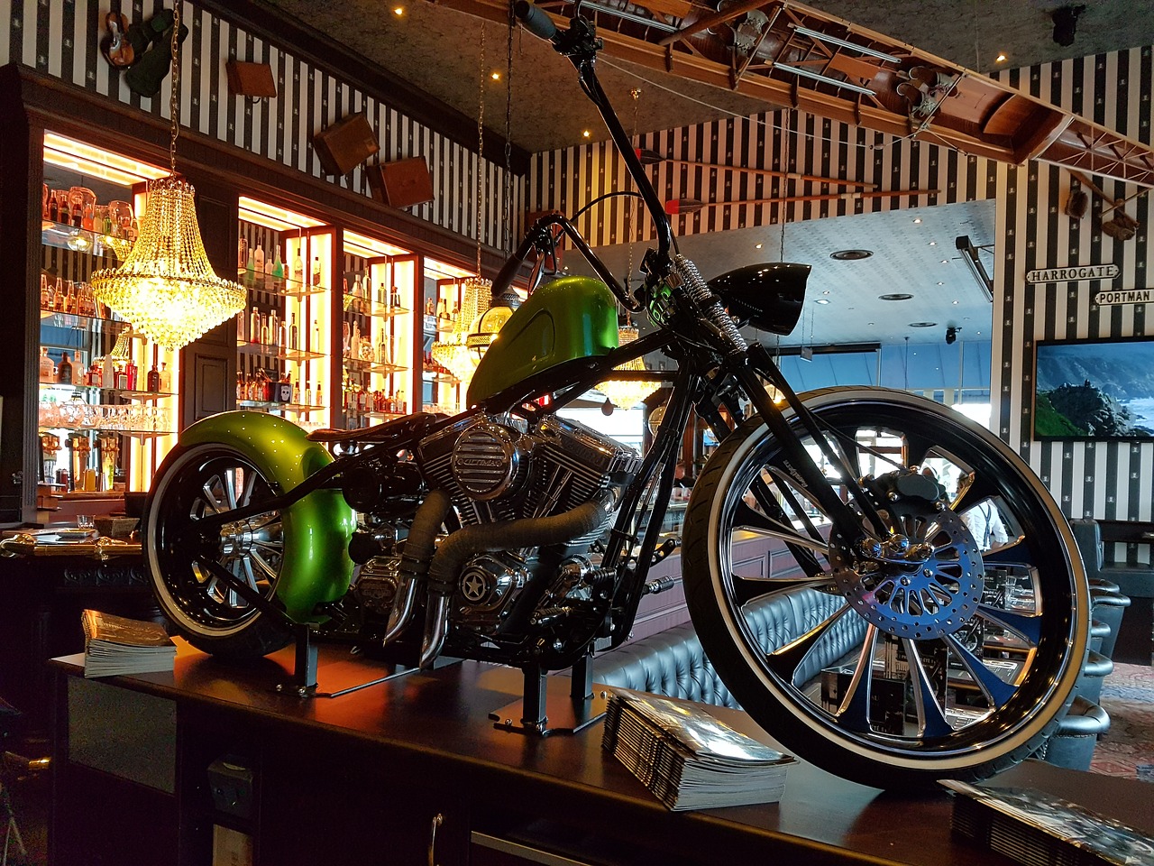 motorcycle interior restaurant free photo