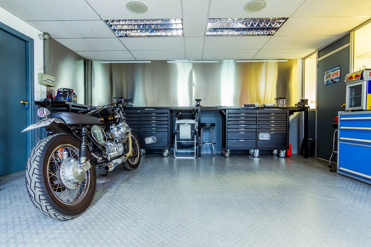 motorcycle motorbike garage free photo