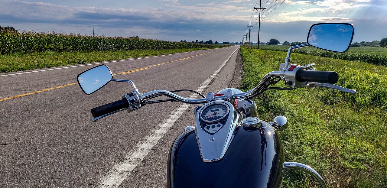 motorcycle  road  sky reflection free photo