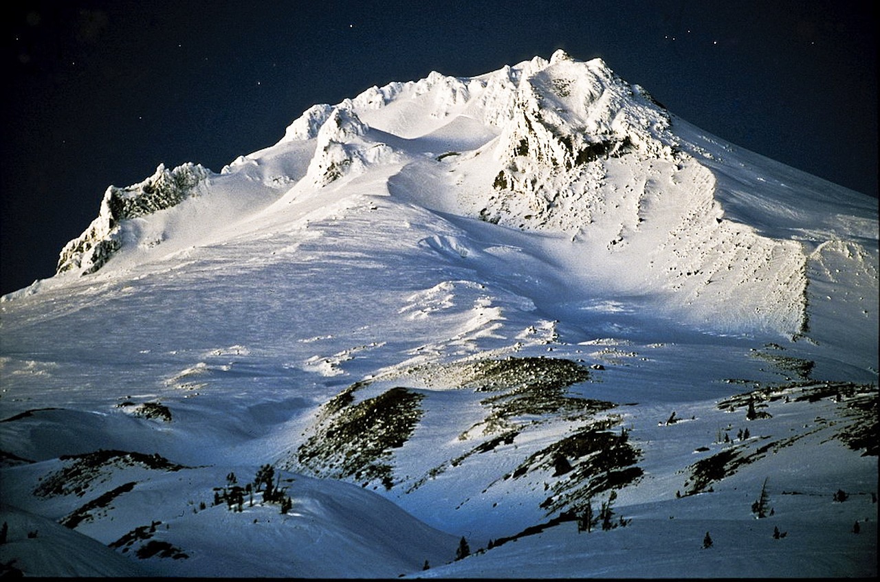 mount hood night mountains free photo