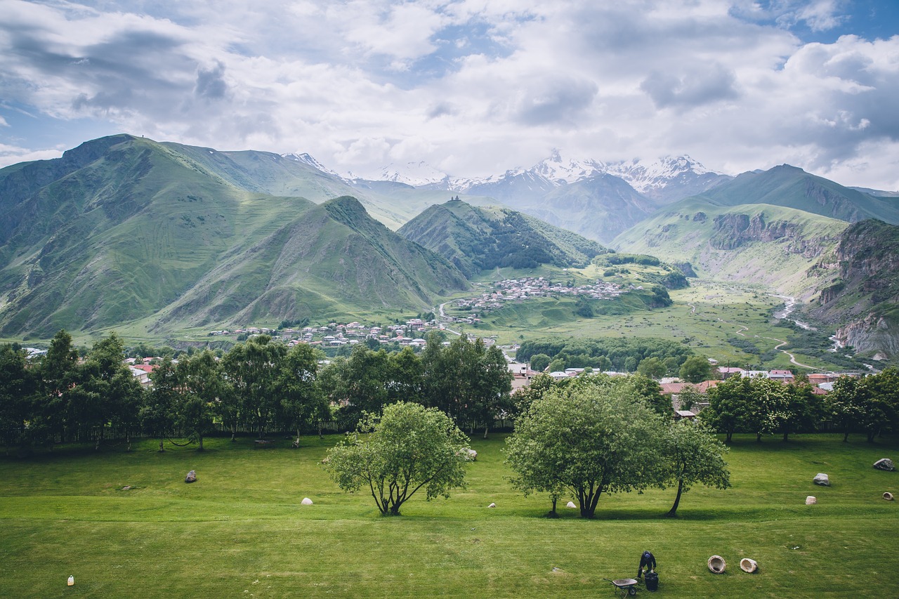 mount kazbek the scenery white cloud free photo