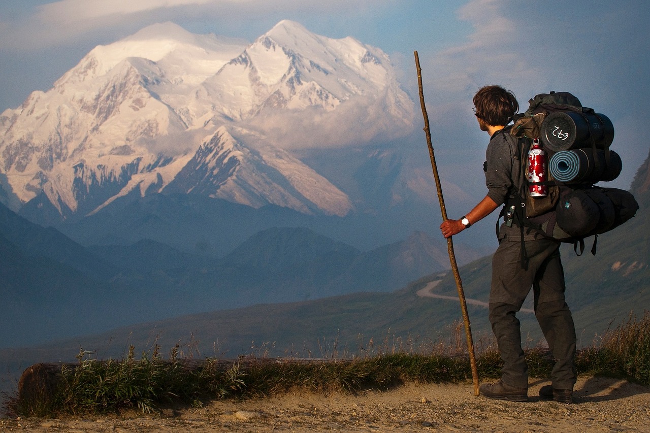 mount mckinley hiker snow free photo