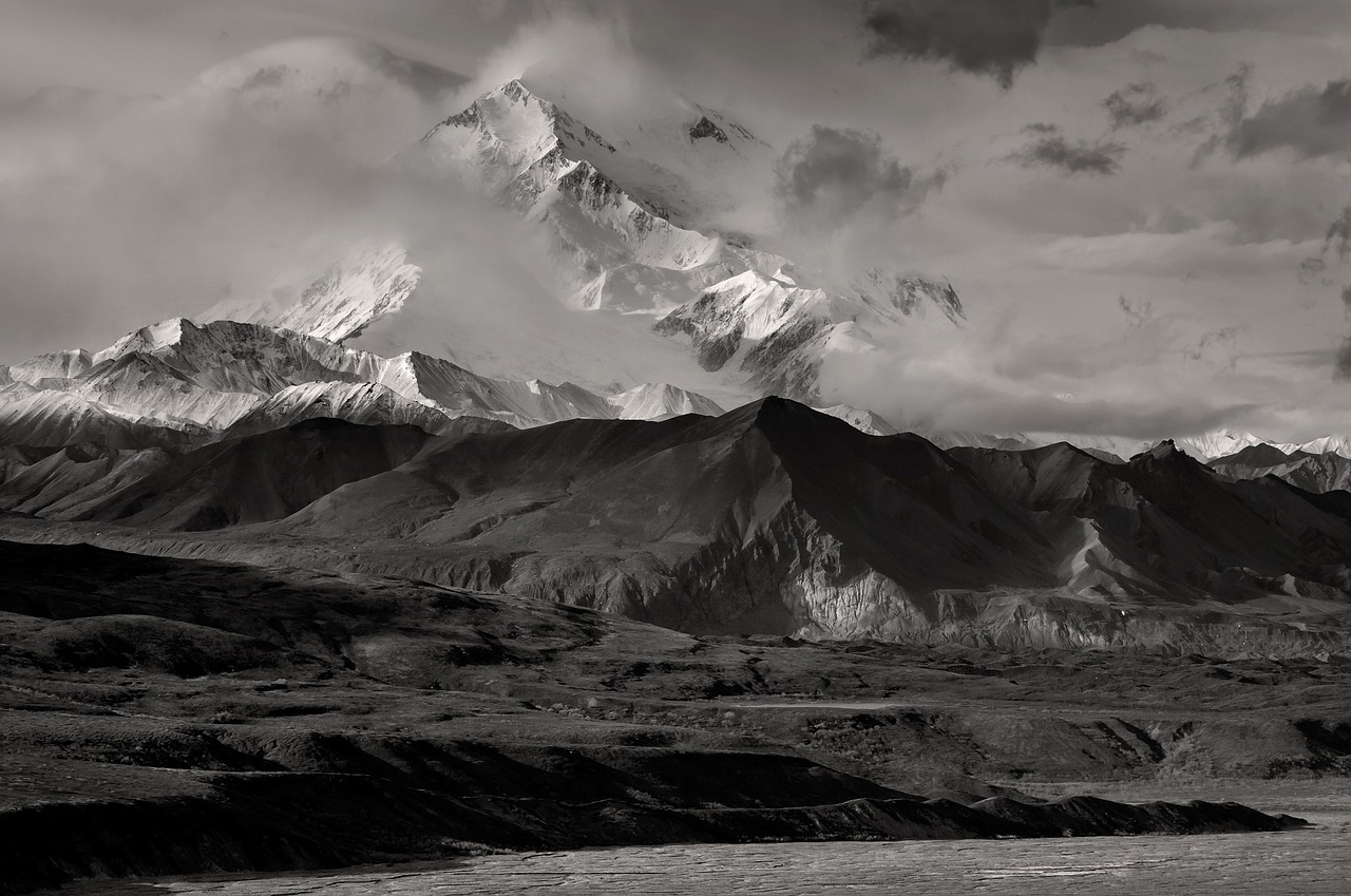 mount mckinley mountains black and white free photo