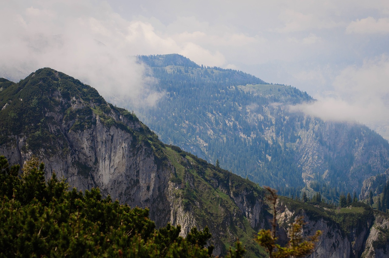 mountain valley clouds free photo