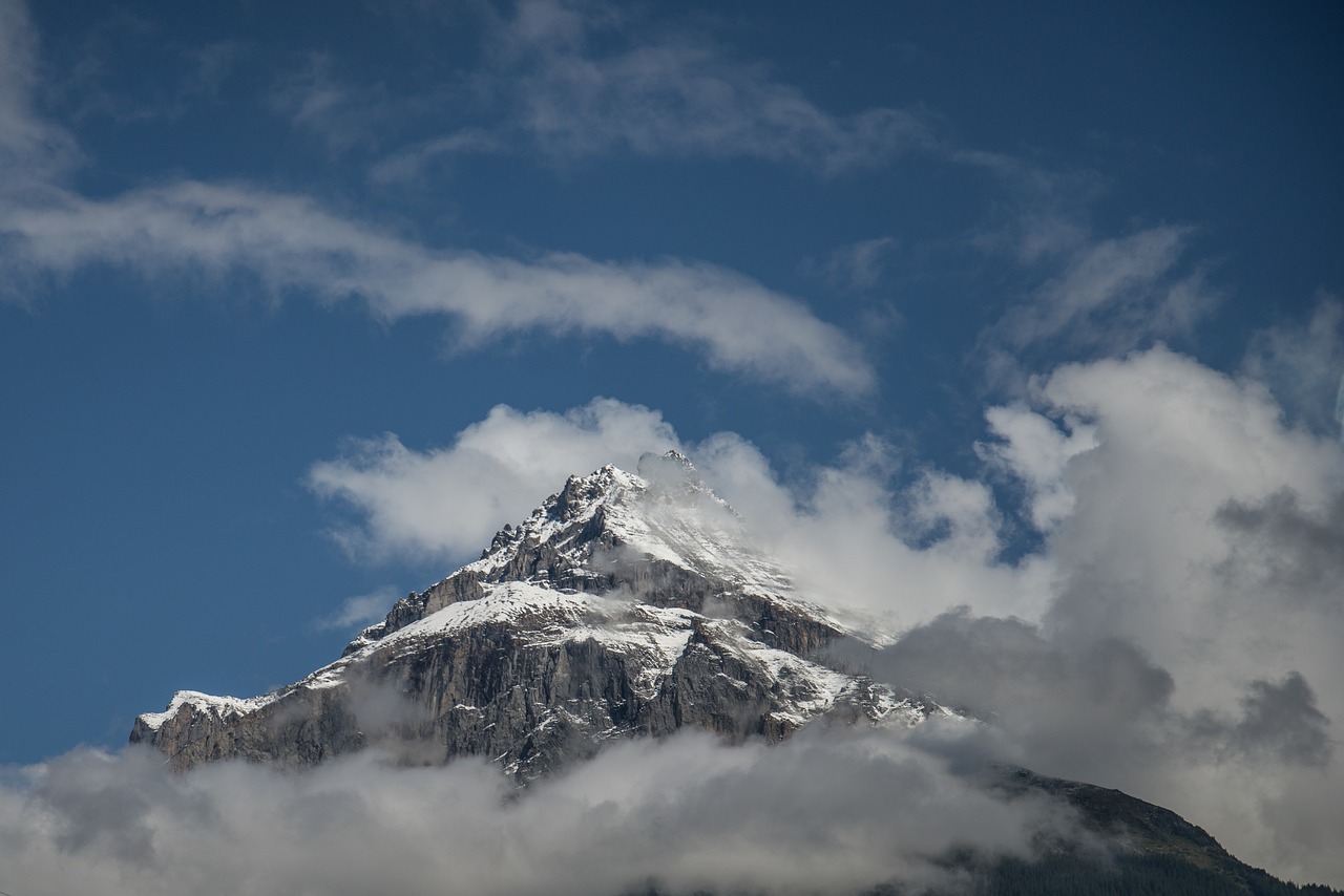 mountain snow blue sky free photo