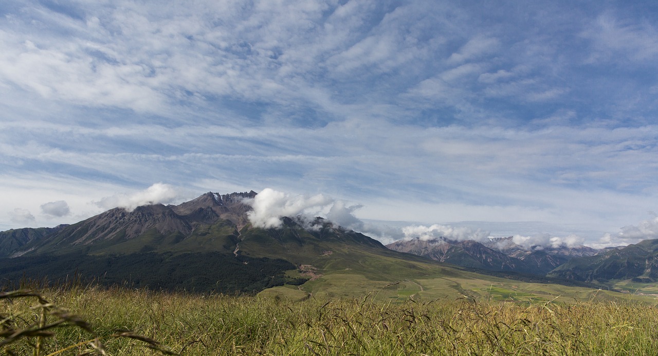 mountain white cloud blue sky free photo