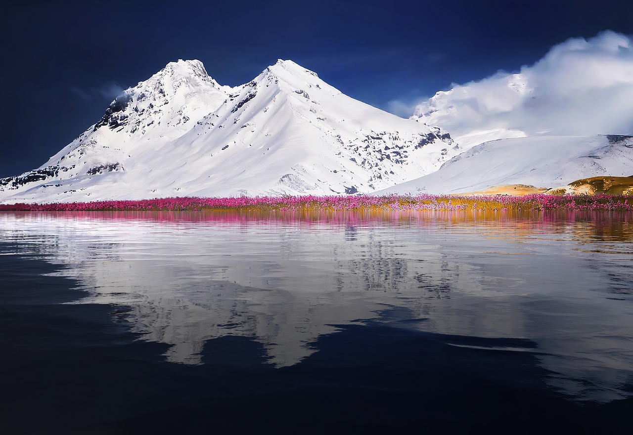 mountain  snow  reflection free photo