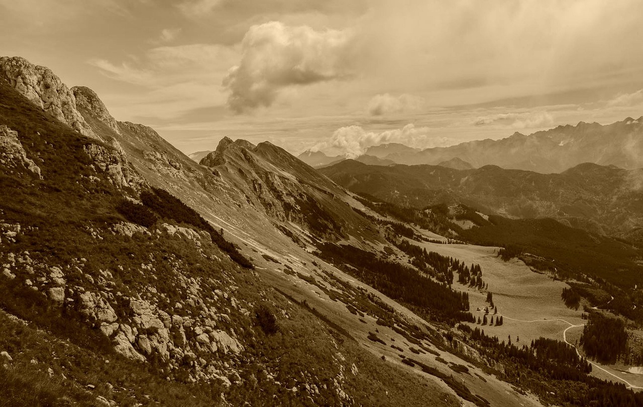 mountain mountain range sepia image free photo