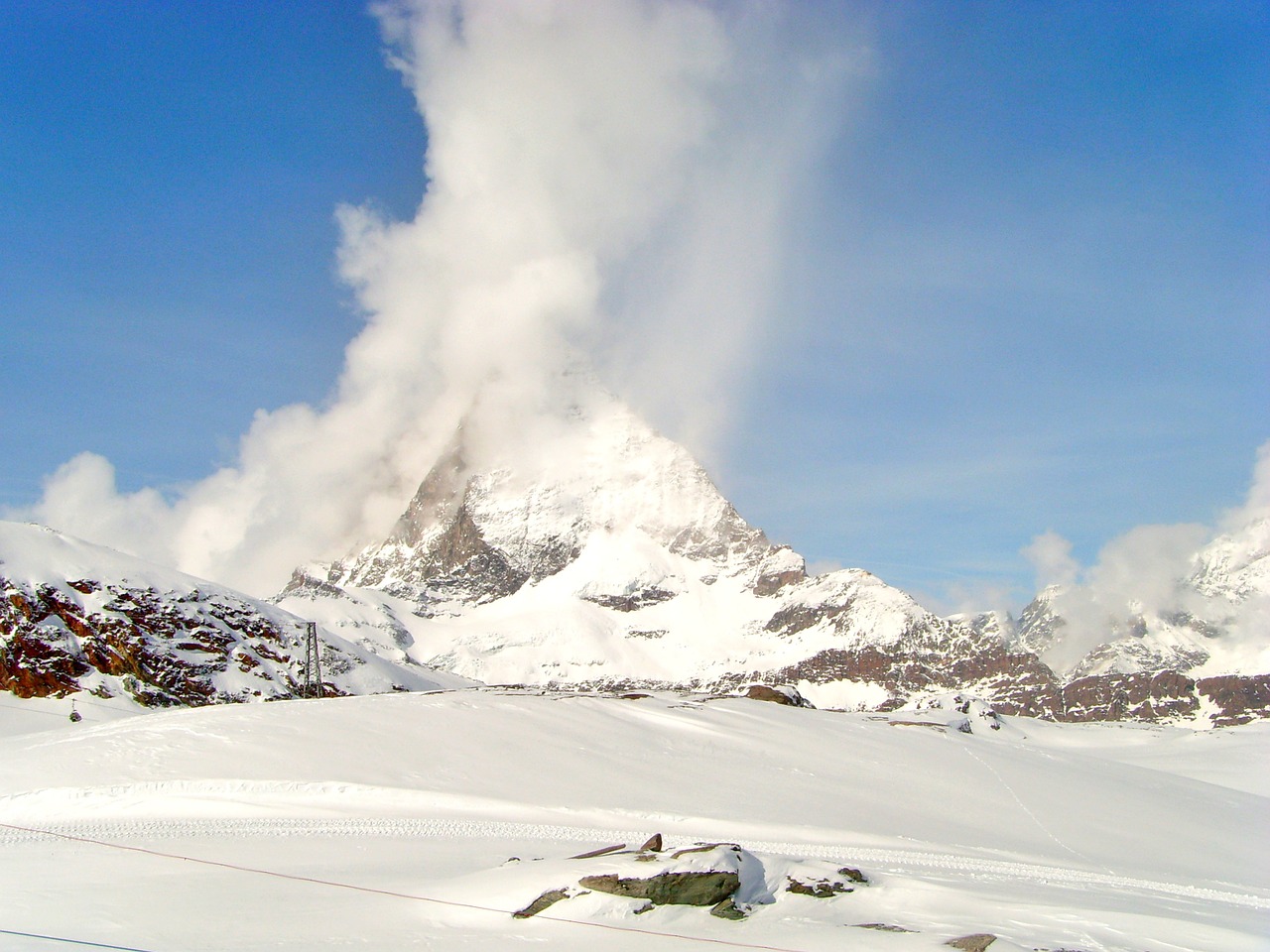 mountain flaming matterhorn switzerland free photo