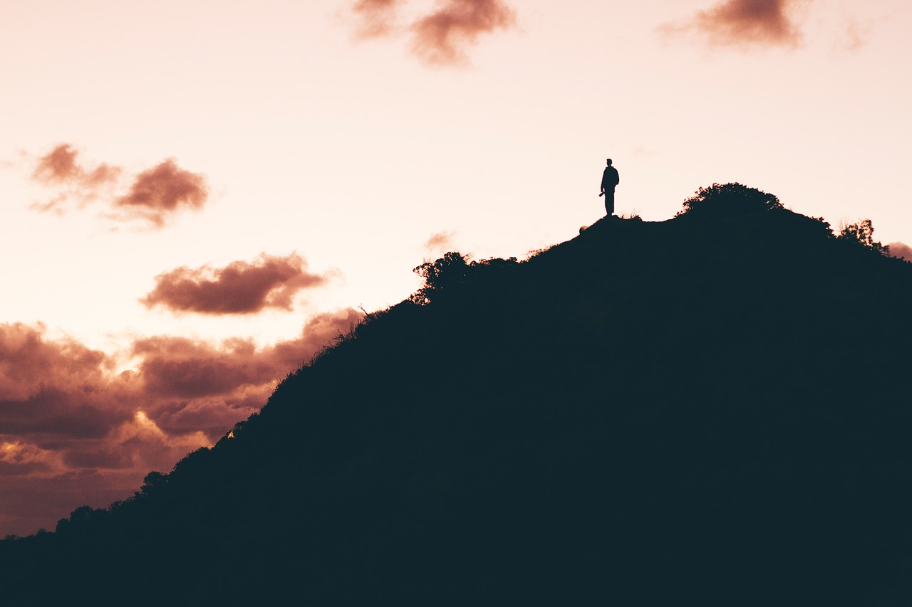 mountain silhouette guy free photo