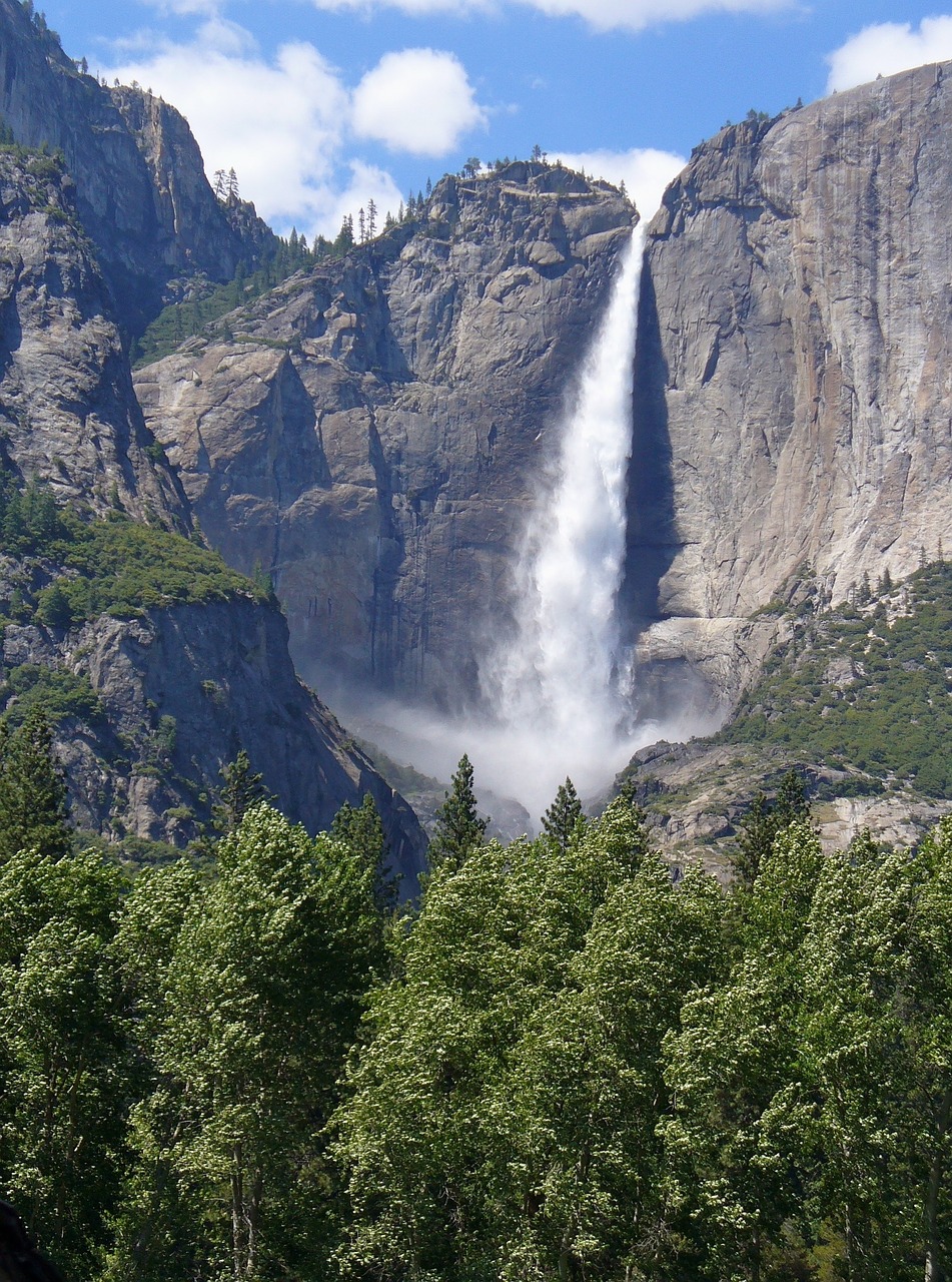 mountain waterfall trees free photo