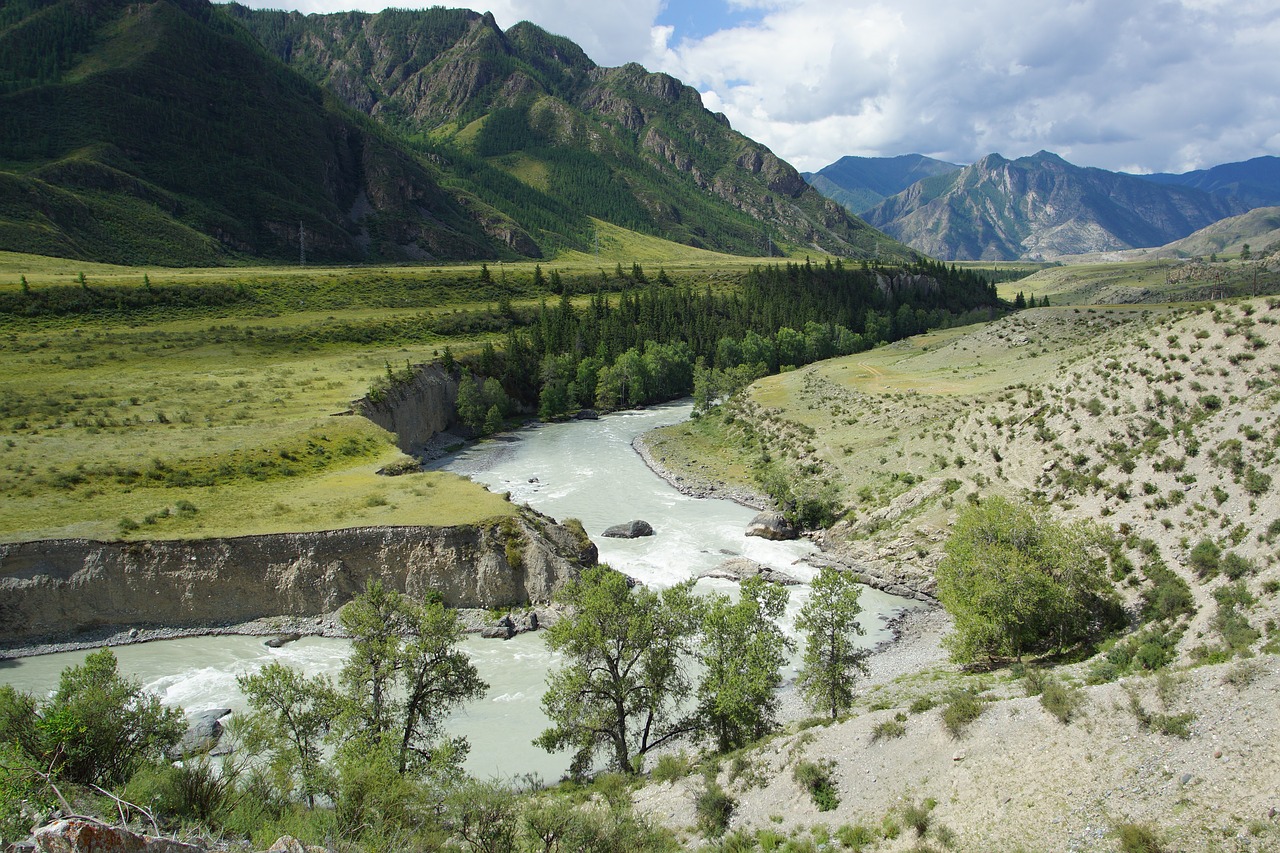 mountain altai river landscape free photo