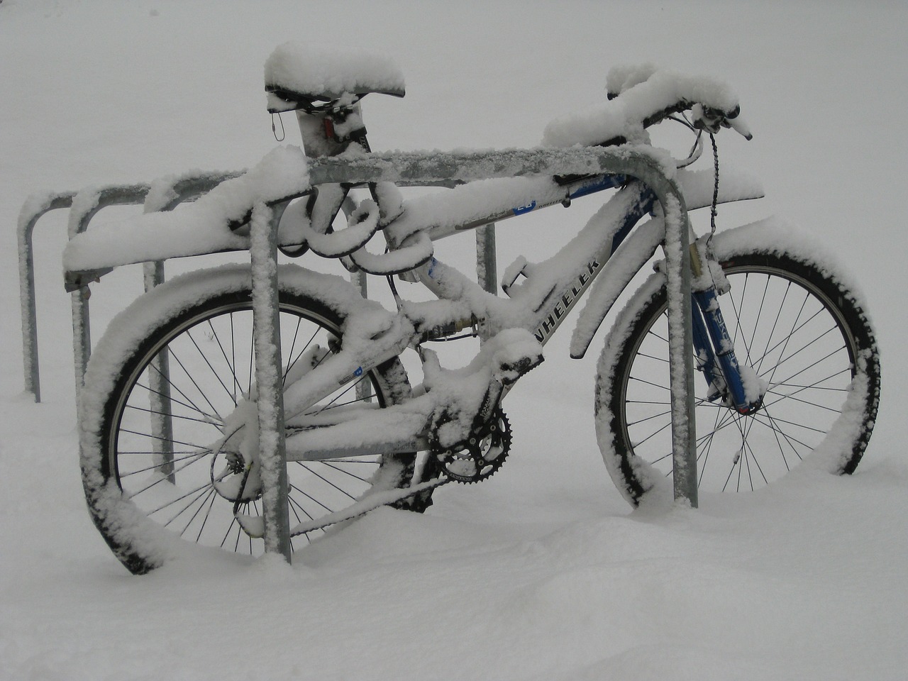 mountain bike bike snowed in free photo