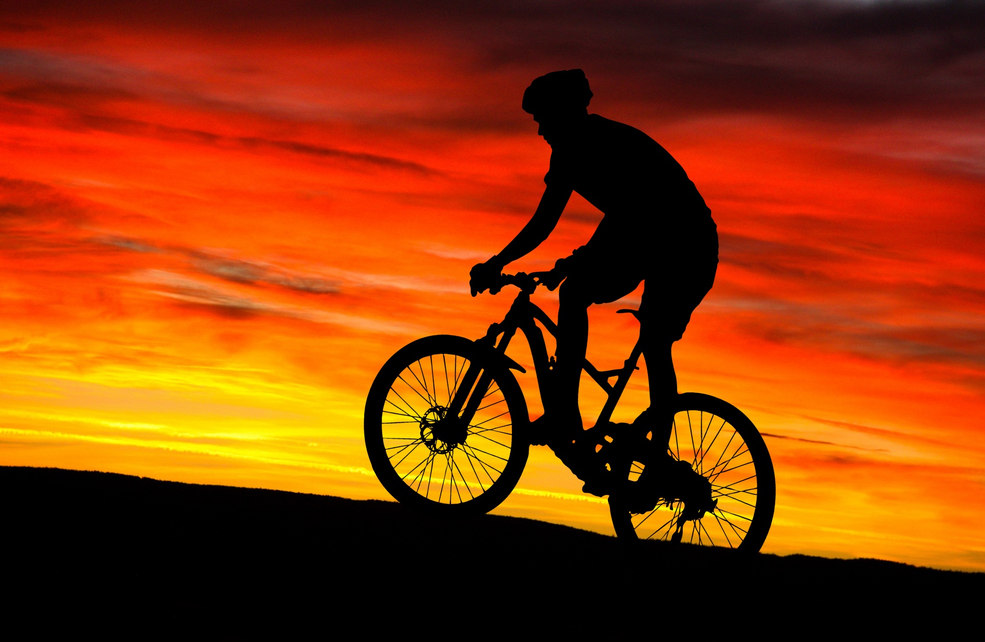 mountain bike sunset man free photo