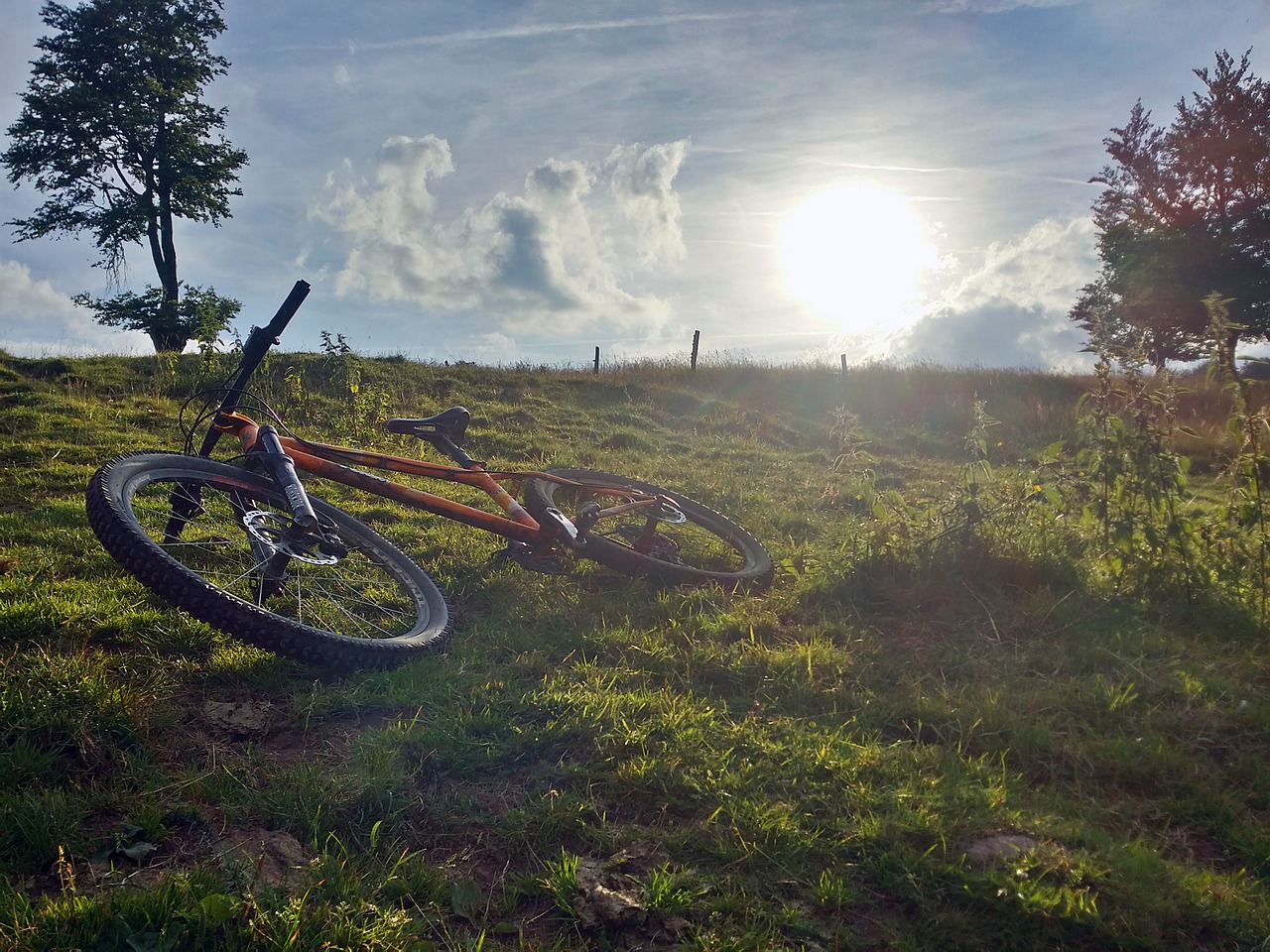 mountain biking prairie sunset free photo