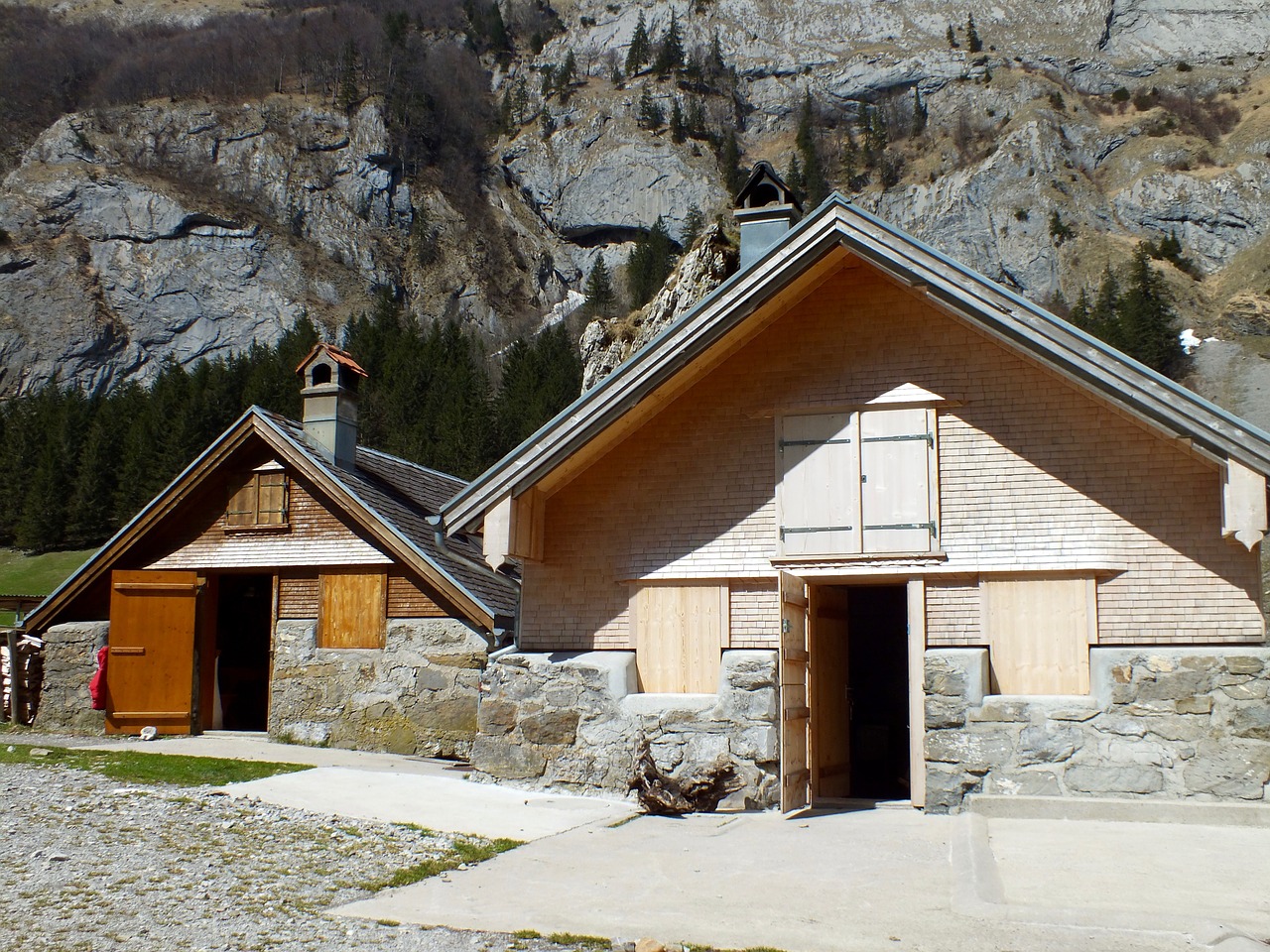 mountain hut spring alpine free photo