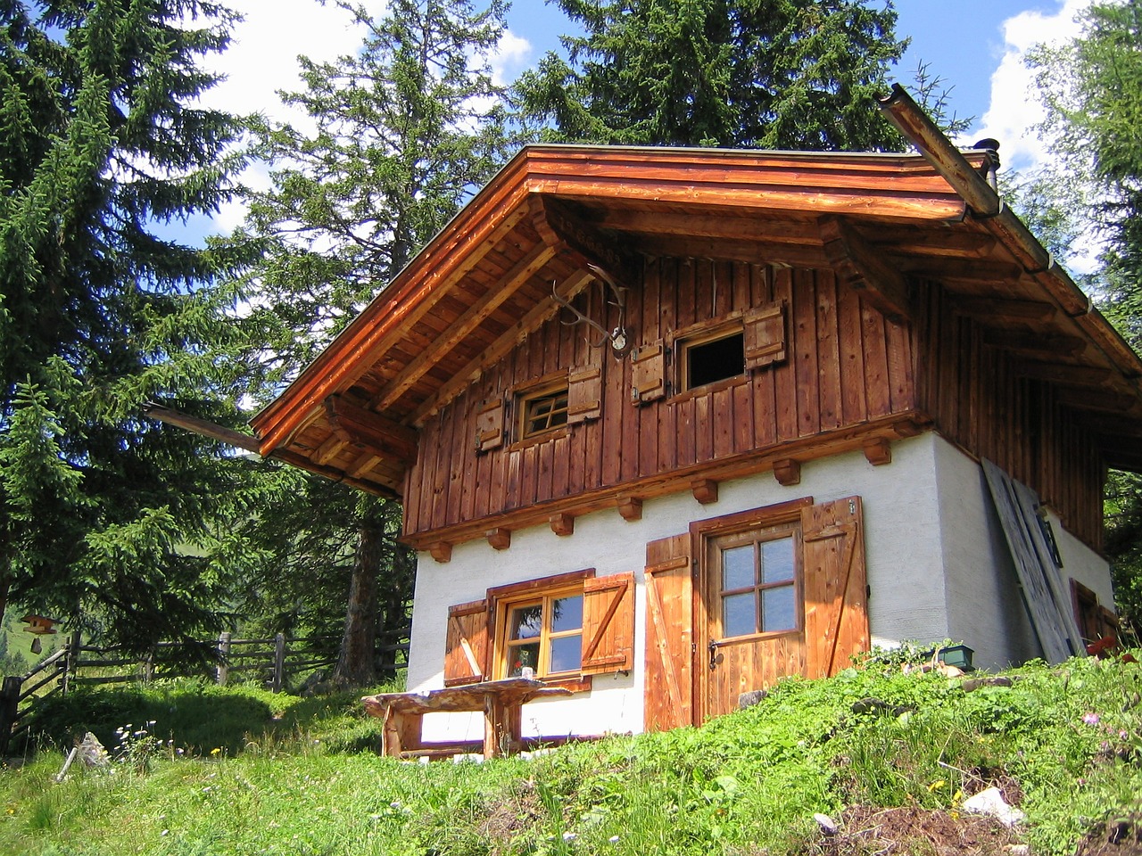 mountain hut alpine mountains free photo