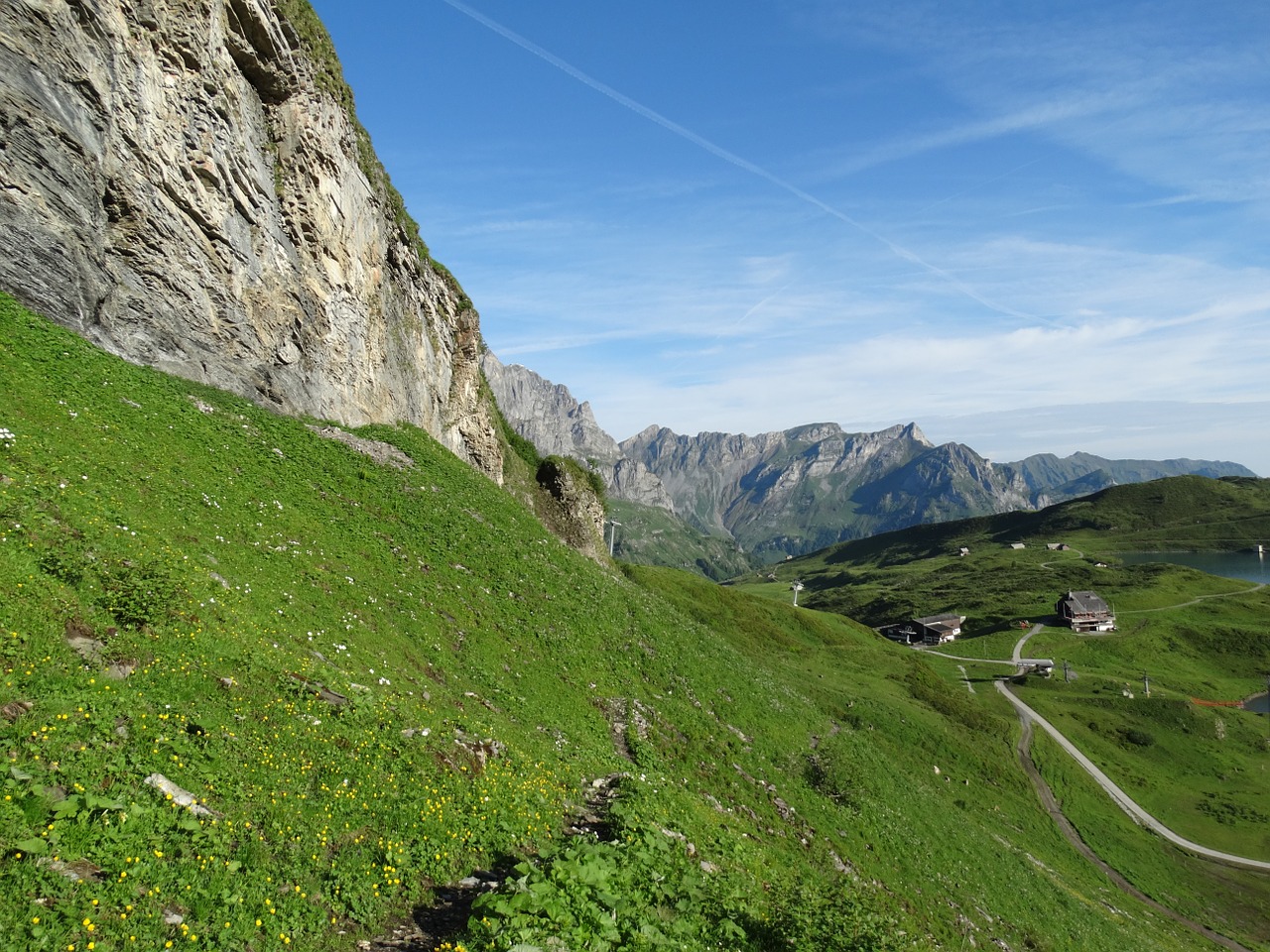 mountain meadow mountains sky free photo