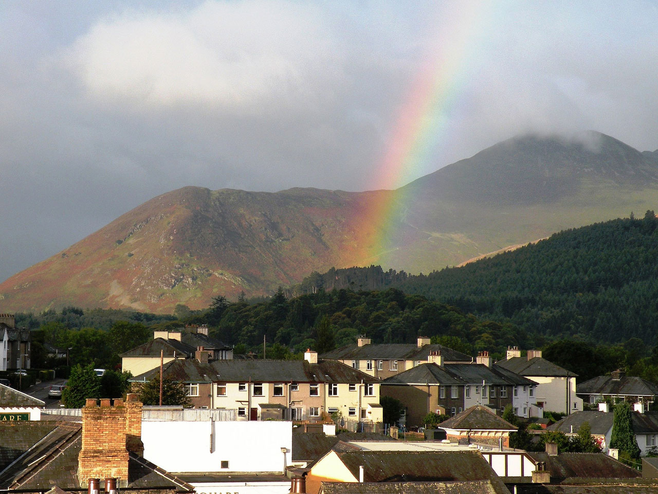 rainbow mountain town free photo