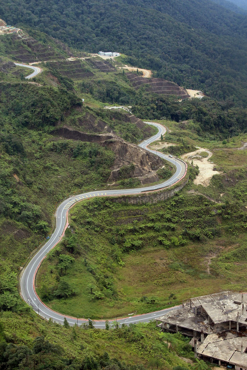 mountain road  aerial view  curve free photo