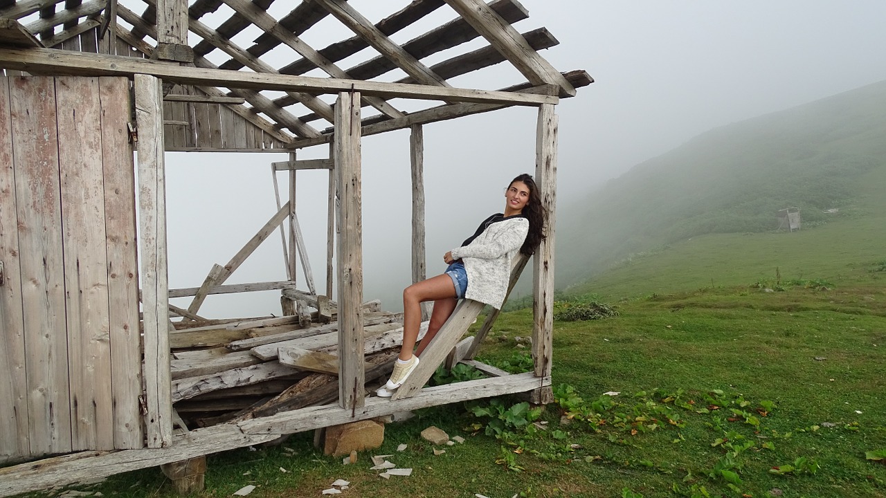 young woman village landscape free photo