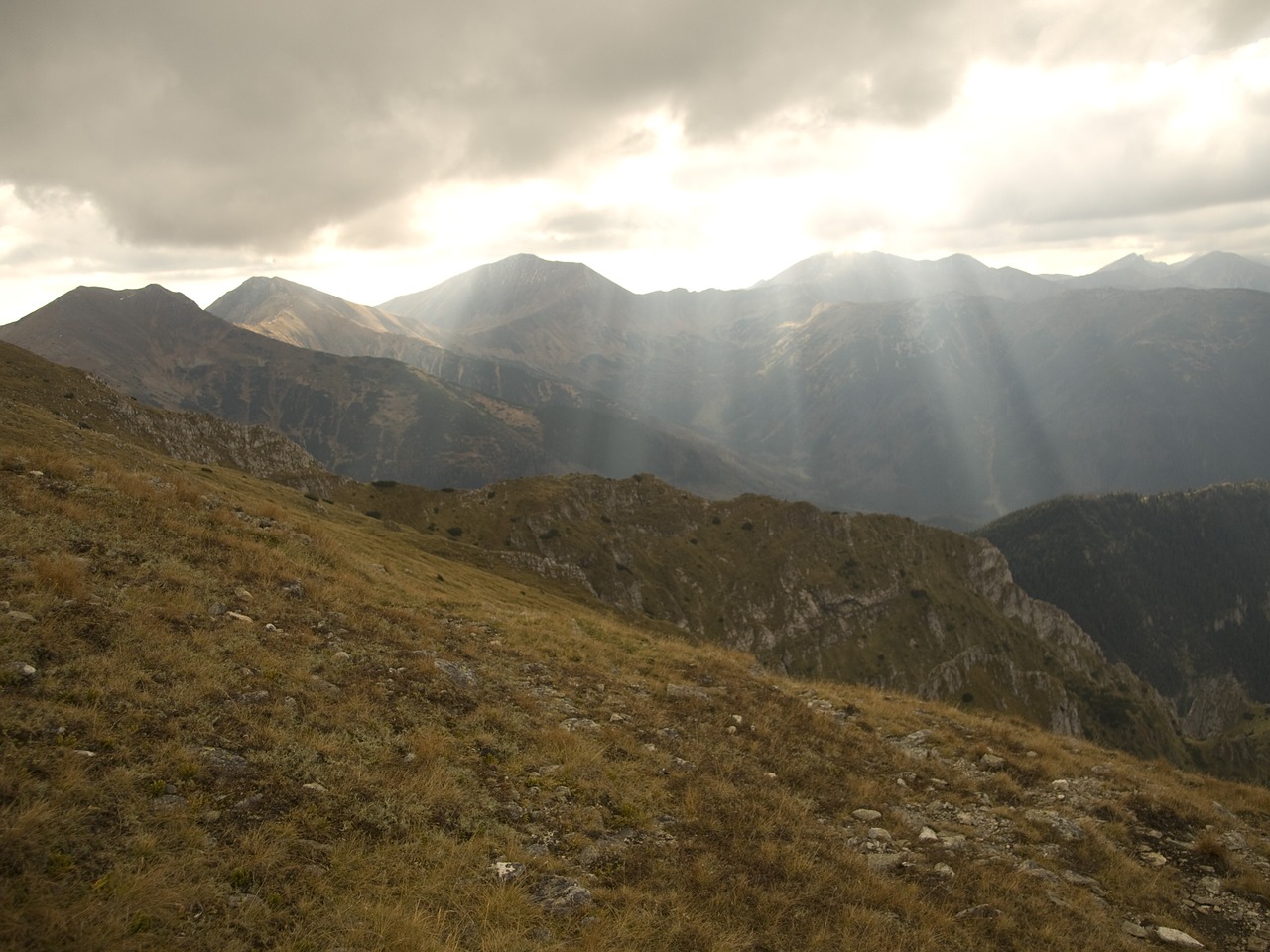 mountains sky the rays free photo