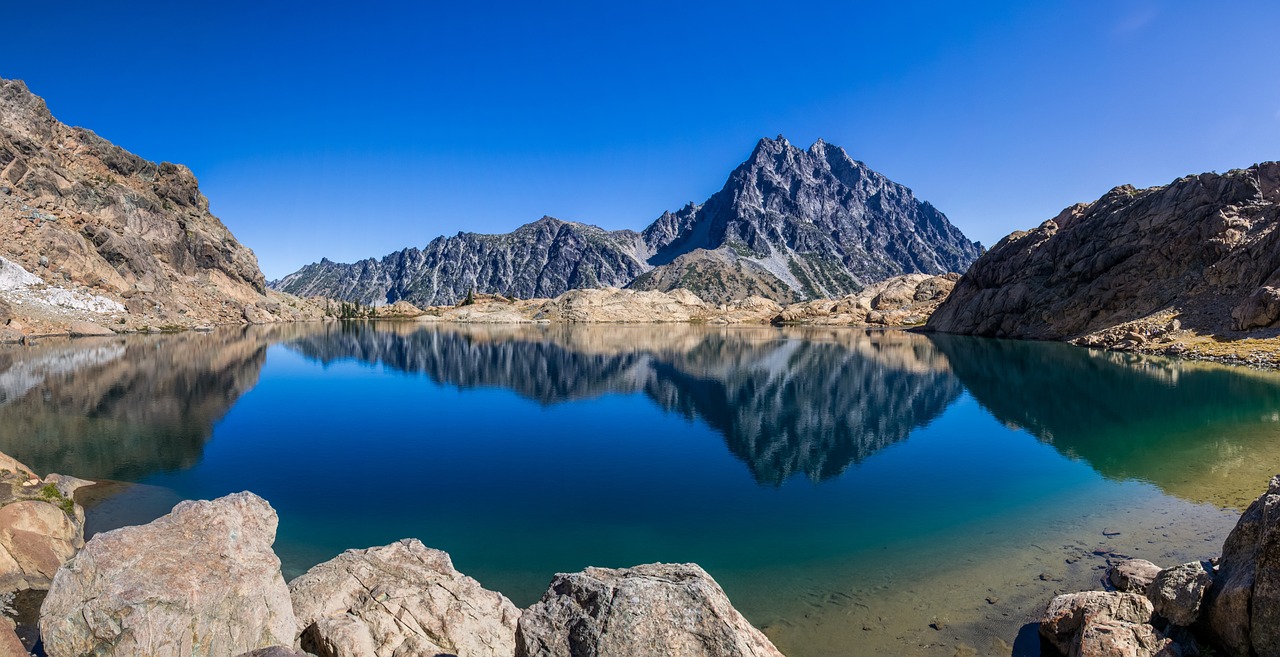 mountains lake serene free photo