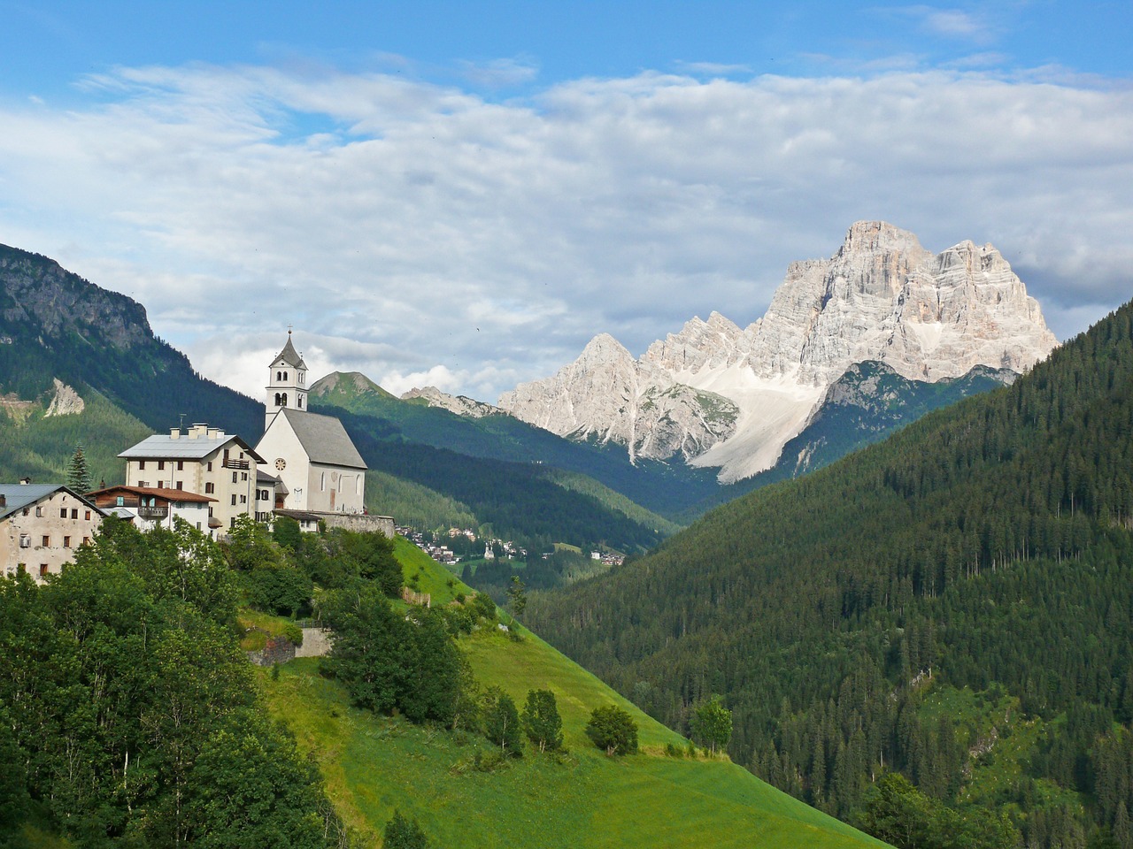 mountains dolomites village free photo