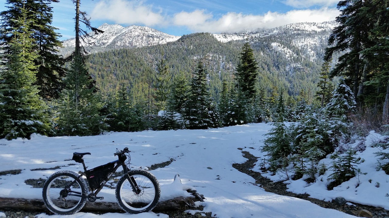 mountains snow bike free photo