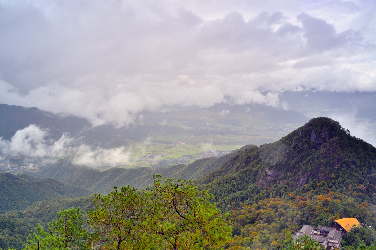 mountains dark clouds fog free photo