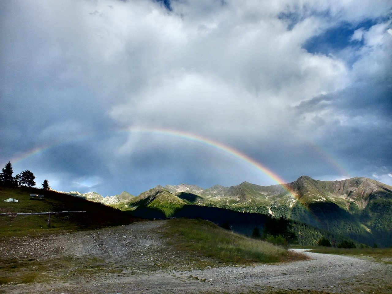 mountains rainbow sky free photo