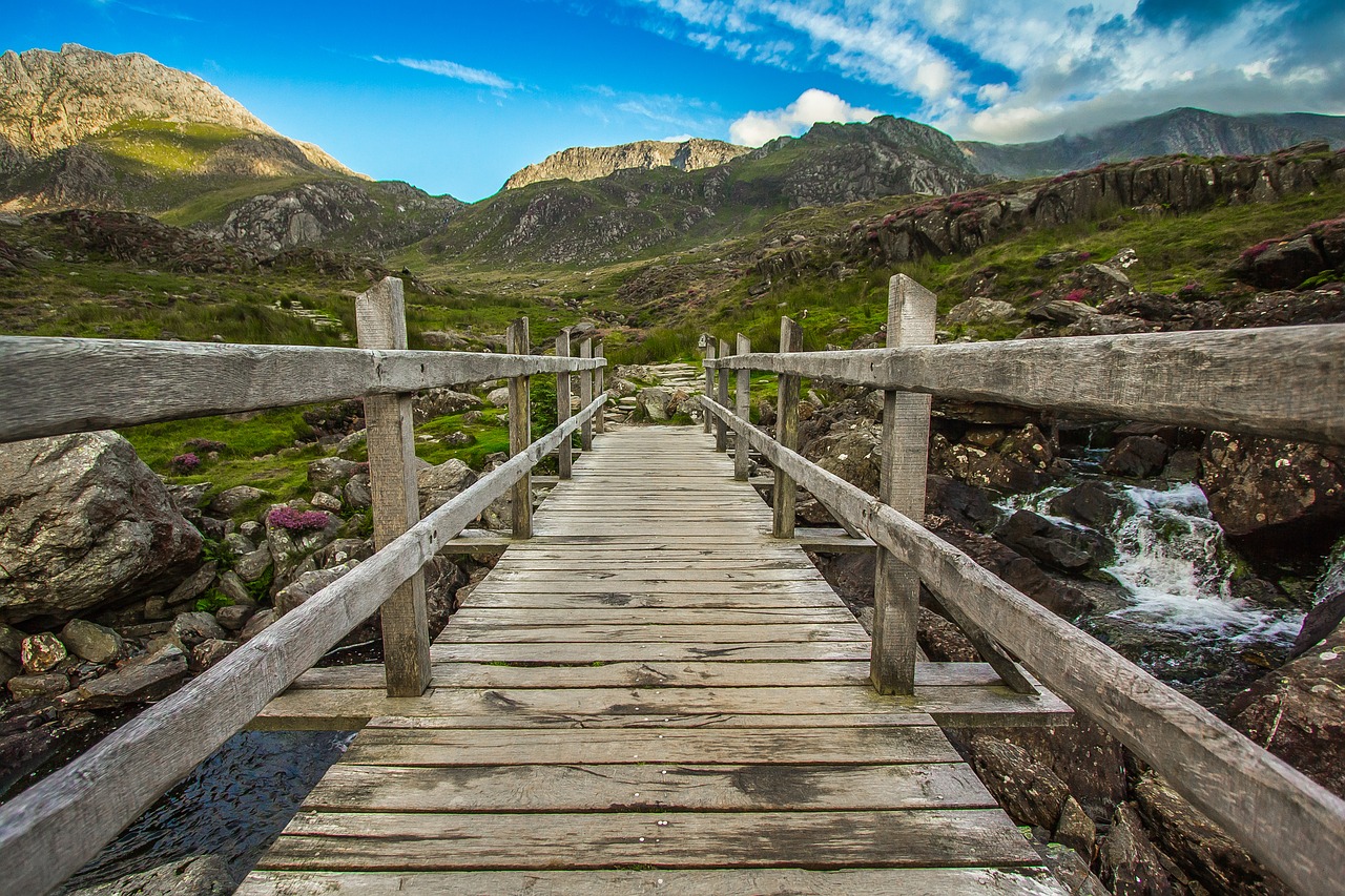 mountains bridge river free photo