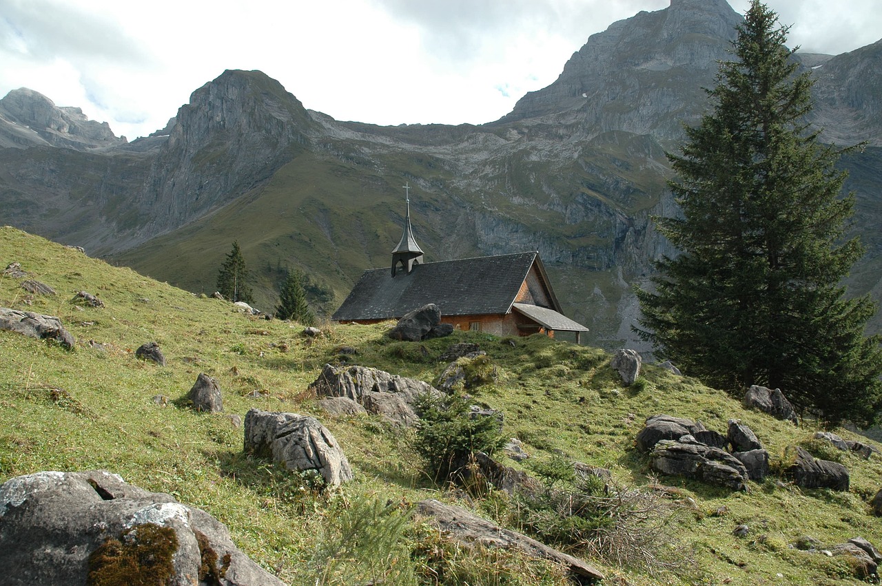 mountains chapel church free photo