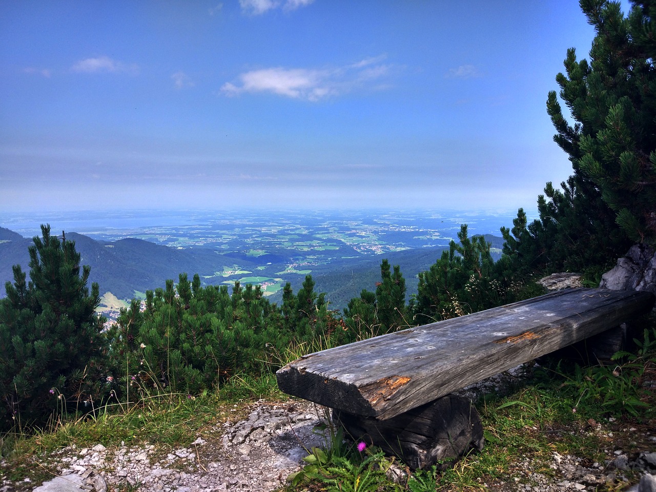 mountains height bench free photo