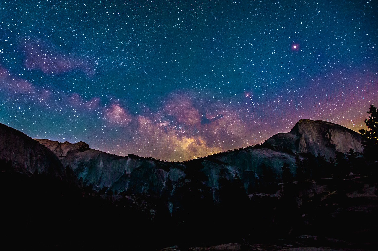 mountains universe night sky free photo