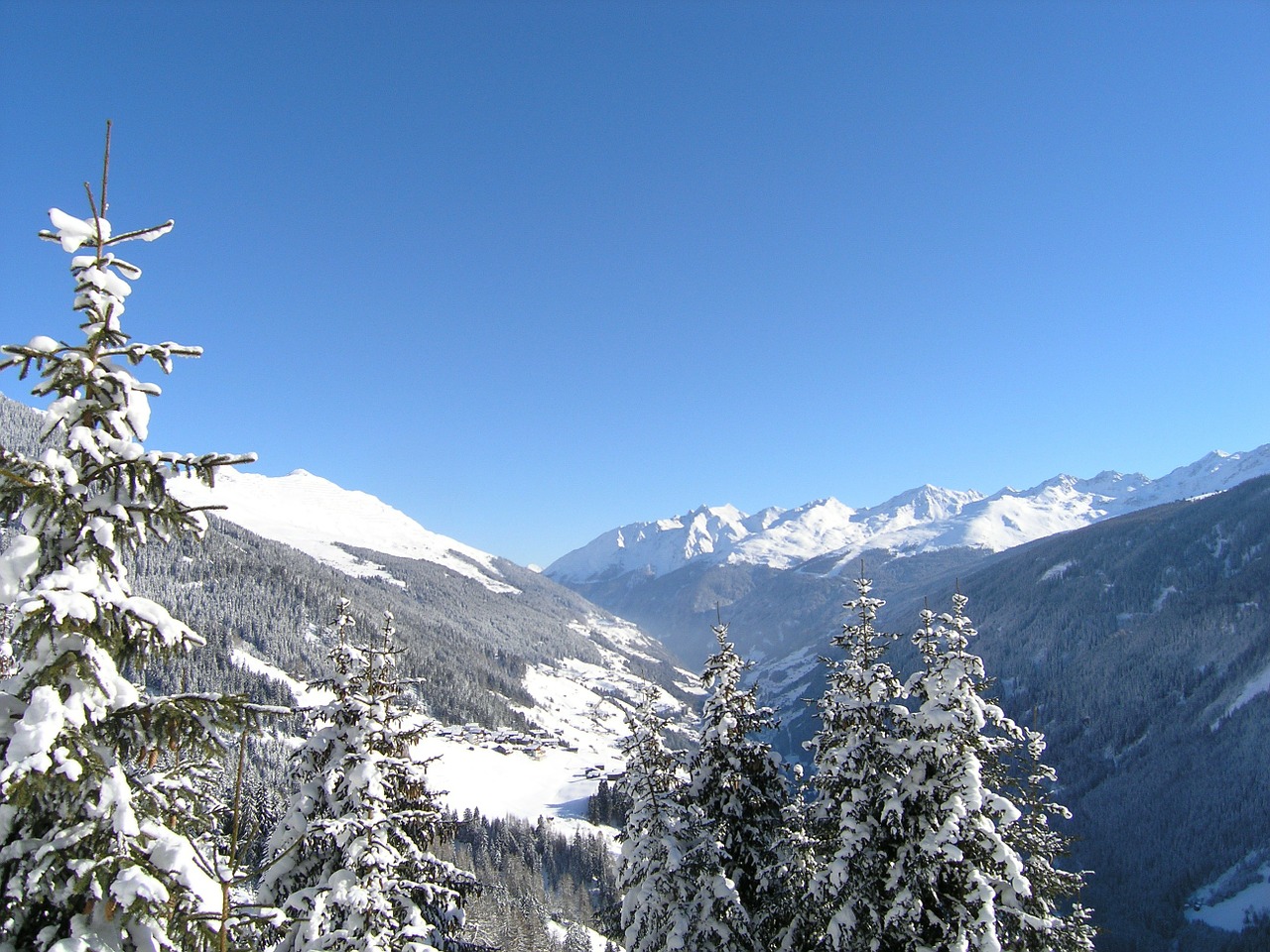 mountains winter panorama free photo