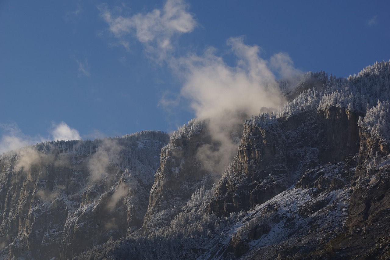 mountains clouds fog free photo